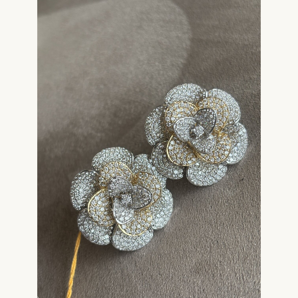 Diamond Camellia Flower Earrings