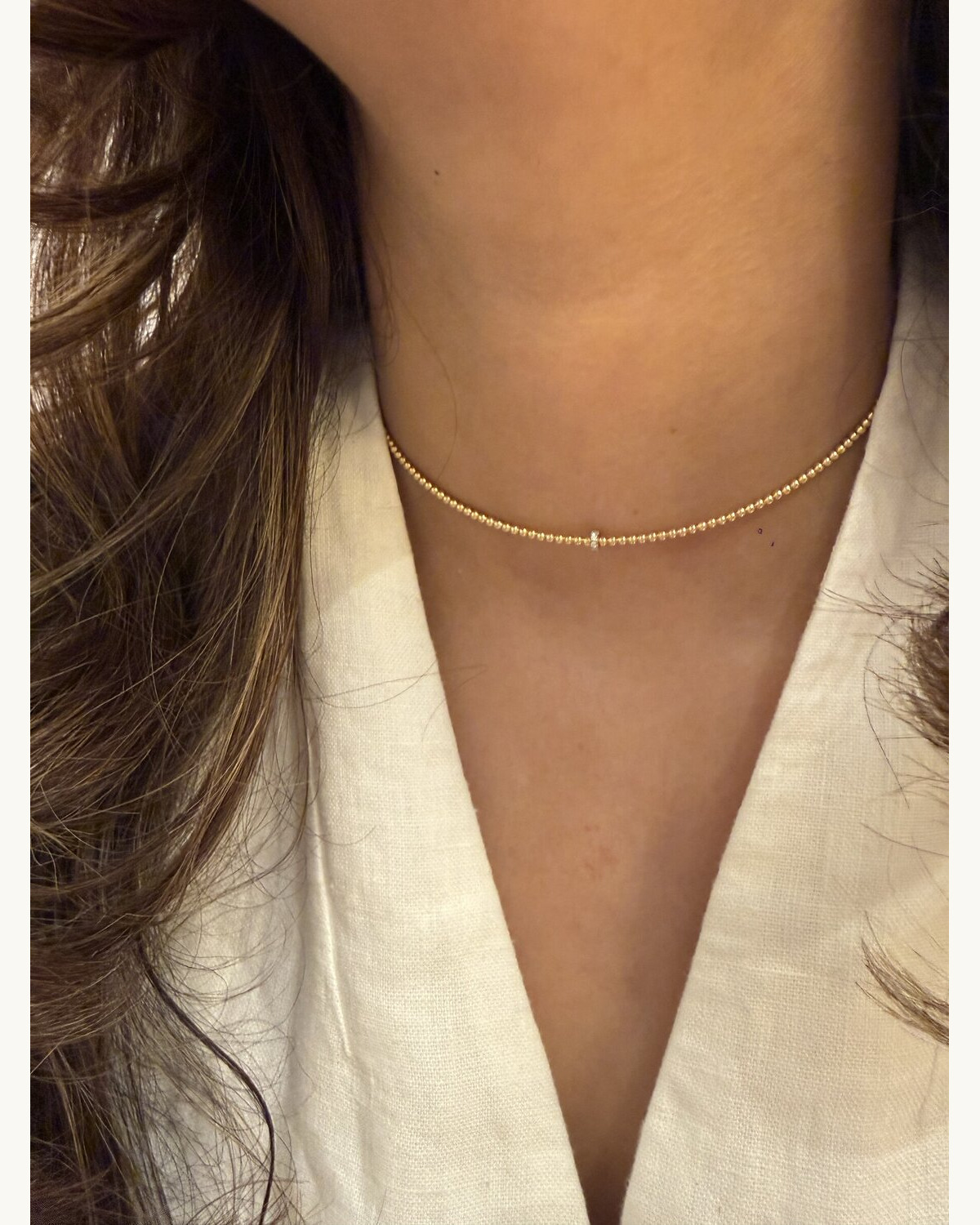 Fine Diamond Line Choker Necklace