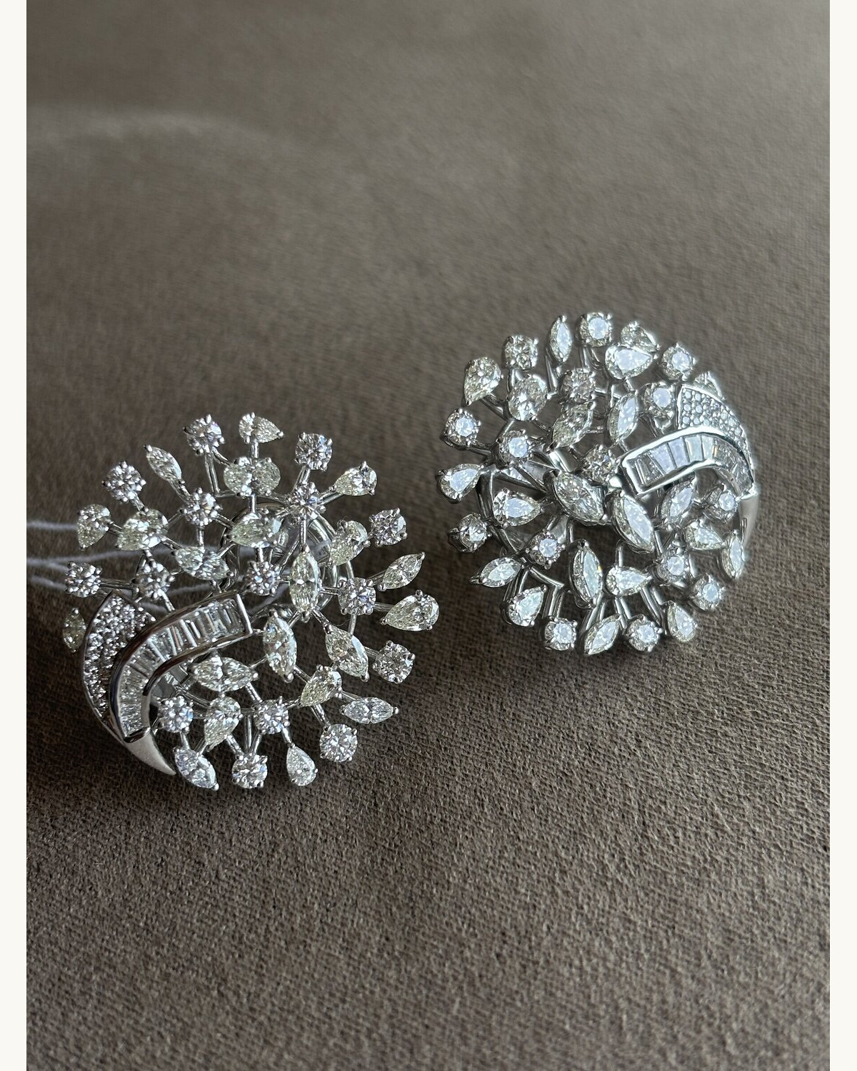 Diamond Cluster Floral Stud Earrings