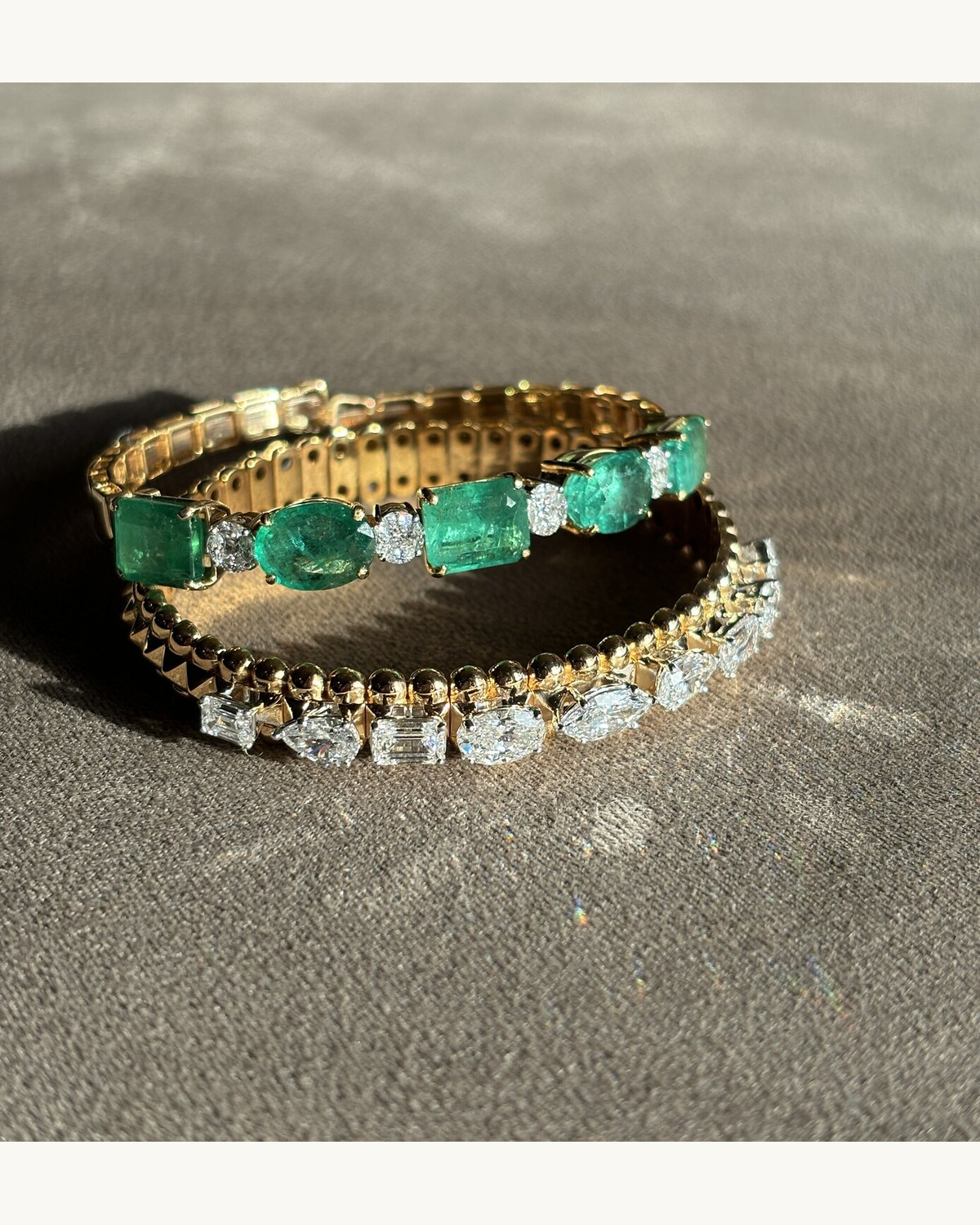 Emerald and Diamond Tennis Bracelet