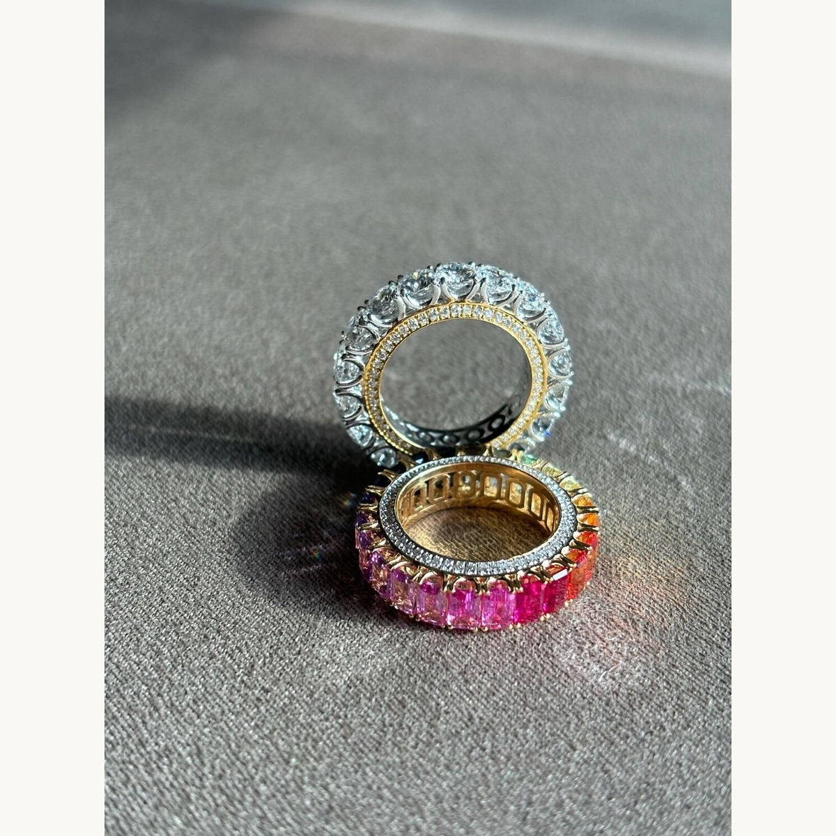 Diamond and Ruby Eternity Ring Stack
