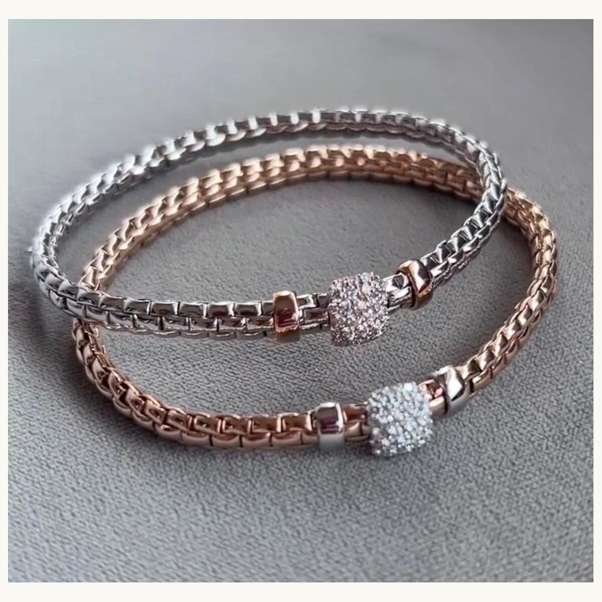 Rose Gold Box-Chain Diamond Wrap Bracelet