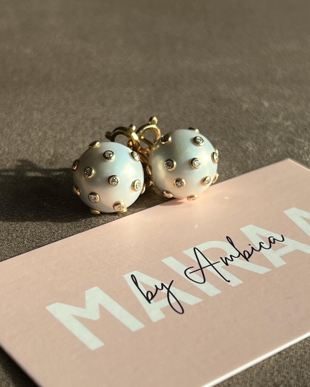 Pearl Stud Earrings with Diamonds