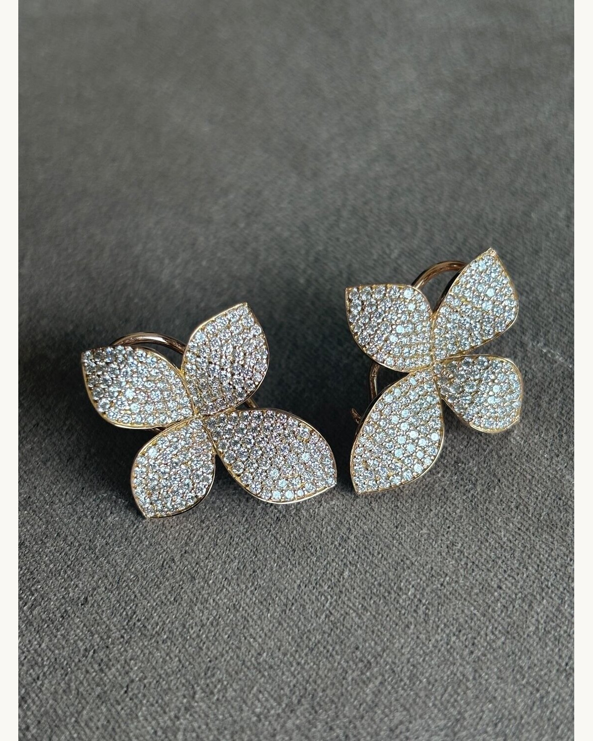 Diamond Orchid Flower Stud Earrings