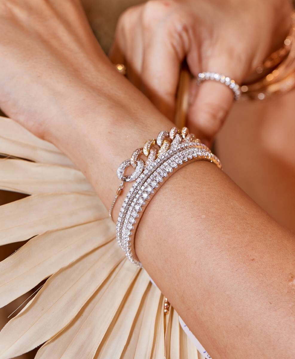 Stackable diamond bracelets by Mairaa